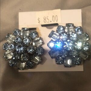 Vintage Elegant Blue Crystal Earrings